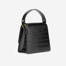 Load image into Gallery viewer, The Fae Top Handle Bag - Black Croc