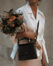 Load image into Gallery viewer, The Fae Top Handle Bag - Black Croc