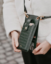 Load image into Gallery viewer, Quinn Phone Bag - Dark Green Croc
